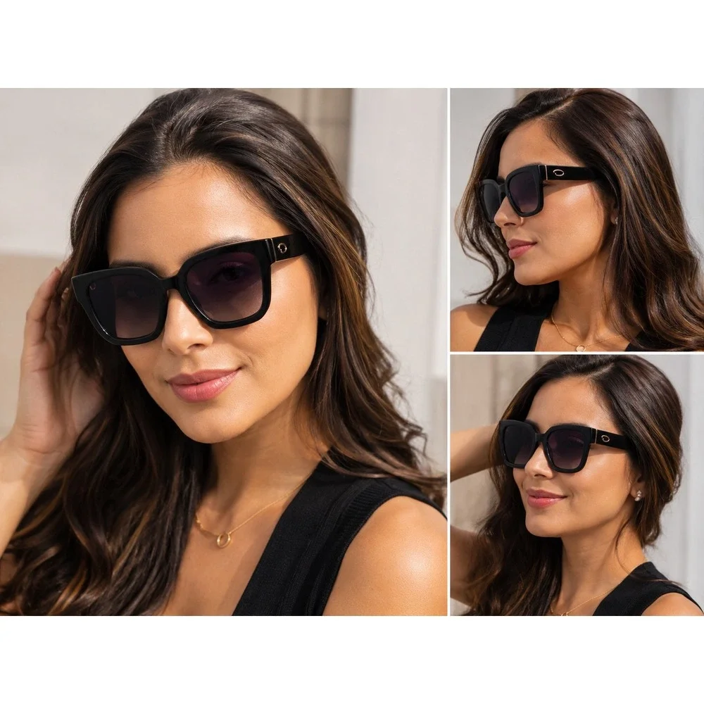 Oscar by Oscar de la Renta Women's Rounded Cat-Eye Sunglasses –  Black